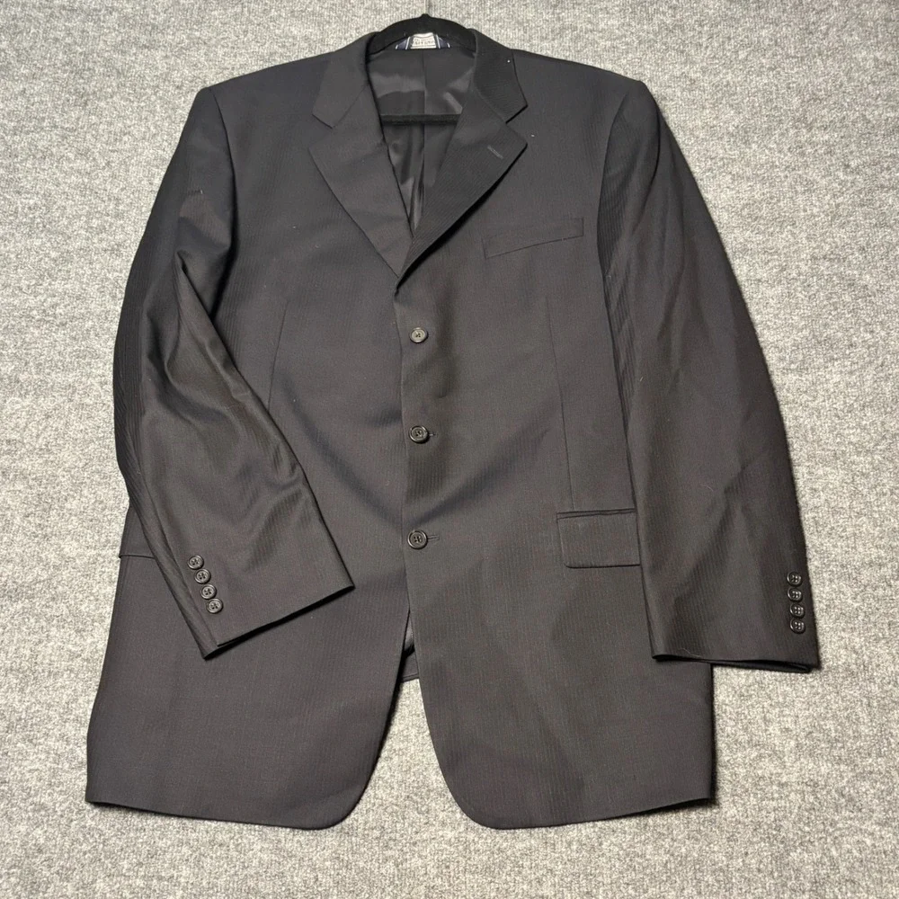 Gieves &‎ Hawkes men's two piece  100% Worsted Wool Mens Black pinstripe Suit
